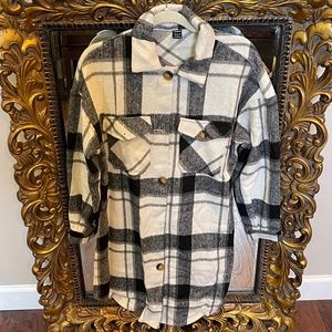 SHEIN Black/White Plaided Jacket Men Size S